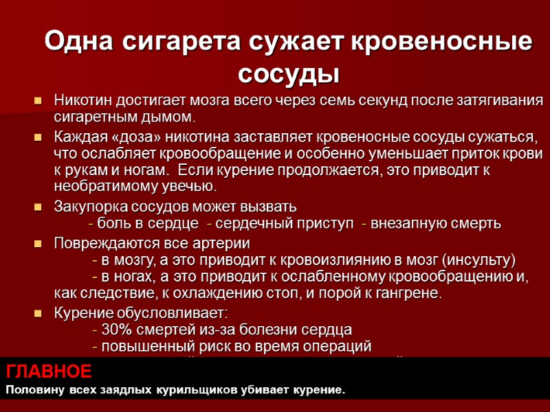 Никотин достигает мозга всего через семь секунд после затягивания сигаретным дымом.  Каждая «доза»